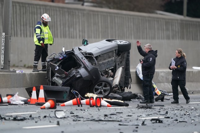 The scene on the A1, which has been shut in both directions on Tyneside, following a major collision which caused "serious injuries", the Highways Agency has said.